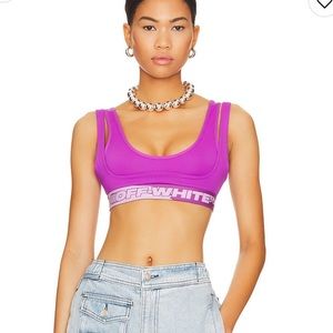 Off white logo band double layer bra top